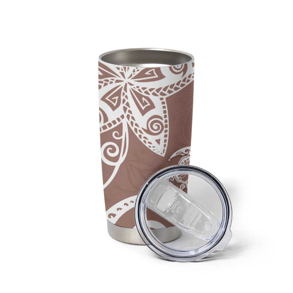 Polynesia Tumbler Cup Brown Tribal Turtle Floral Pattern LT05 - Polynesian Pride