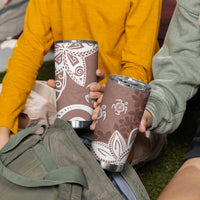 Polynesia Tumbler Cup Brown Tribal Turtle Floral Pattern LT05 - Polynesian Pride