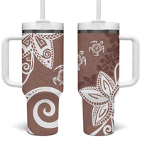 Polynesia Tumbler With Handle Brown Tribal Turtle Floral Pattern LT05 One Size: 40 oz Brown - Polynesian Pride