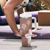 Polynesia Tumbler With Handle Brown Tribal Turtle Floral Pattern LT05 - Polynesian Pride