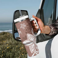 Polynesia Tumbler With Handle Brown Tribal Turtle Floral Pattern LT05 - Polynesian Pride