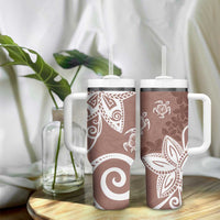 Polynesia Tumbler With Handle Brown Tribal Turtle Floral Pattern LT05 - Polynesian Pride