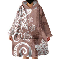 Polynesia Wearable Blanket Hoodie Brown Tribal Turtle Floral Pattern LT05 - Polynesian Pride