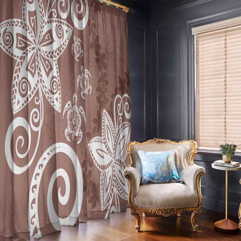 Polynesia Window Curtain Brown Tribal Turtle Floral Pattern LT05 - Polynesian Pride