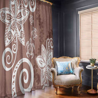 Polynesia Window Curtain Brown Tribal Turtle Floral Pattern LT05 - Polynesian Pride