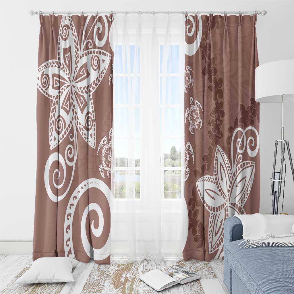 Polynesia Window Curtain Brown Tribal Turtle Floral Pattern LT05 - Polynesian Pride