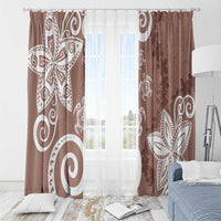 Polynesia Window Curtain Brown Tribal Turtle Floral Pattern LT05 - Polynesian Pride