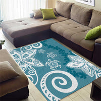 Polynesia Area Rug Hippie Blue Tribal Turtle Floral Pattern LT05 - Polynesian Pride