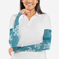 Polynesia Arm Sleeves Hippie Blue Tribal Turtle Floral Pattern - Polynesian Pride