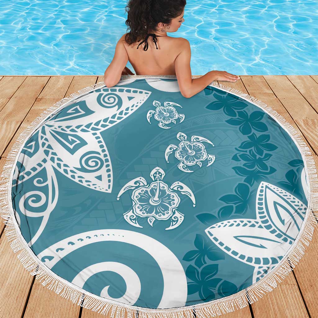 Polynesia Beach Blanket Hippie Blue Tribal Turtle Floral Pattern LT05 - Polynesian Pride
