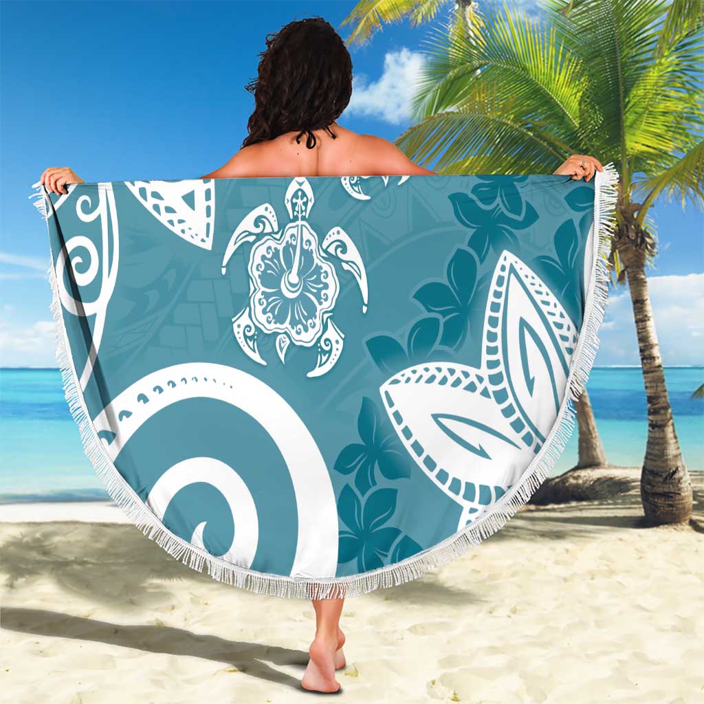 Polynesia Beach Blanket Hippie Blue Tribal Turtle Floral Pattern LT05 - Polynesian Pride