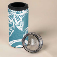 Polynesia 4 in 1 Can Cooler Tumbler Hippie Blue Tribal Turtle Floral Pattern LT05 - Polynesian Pride