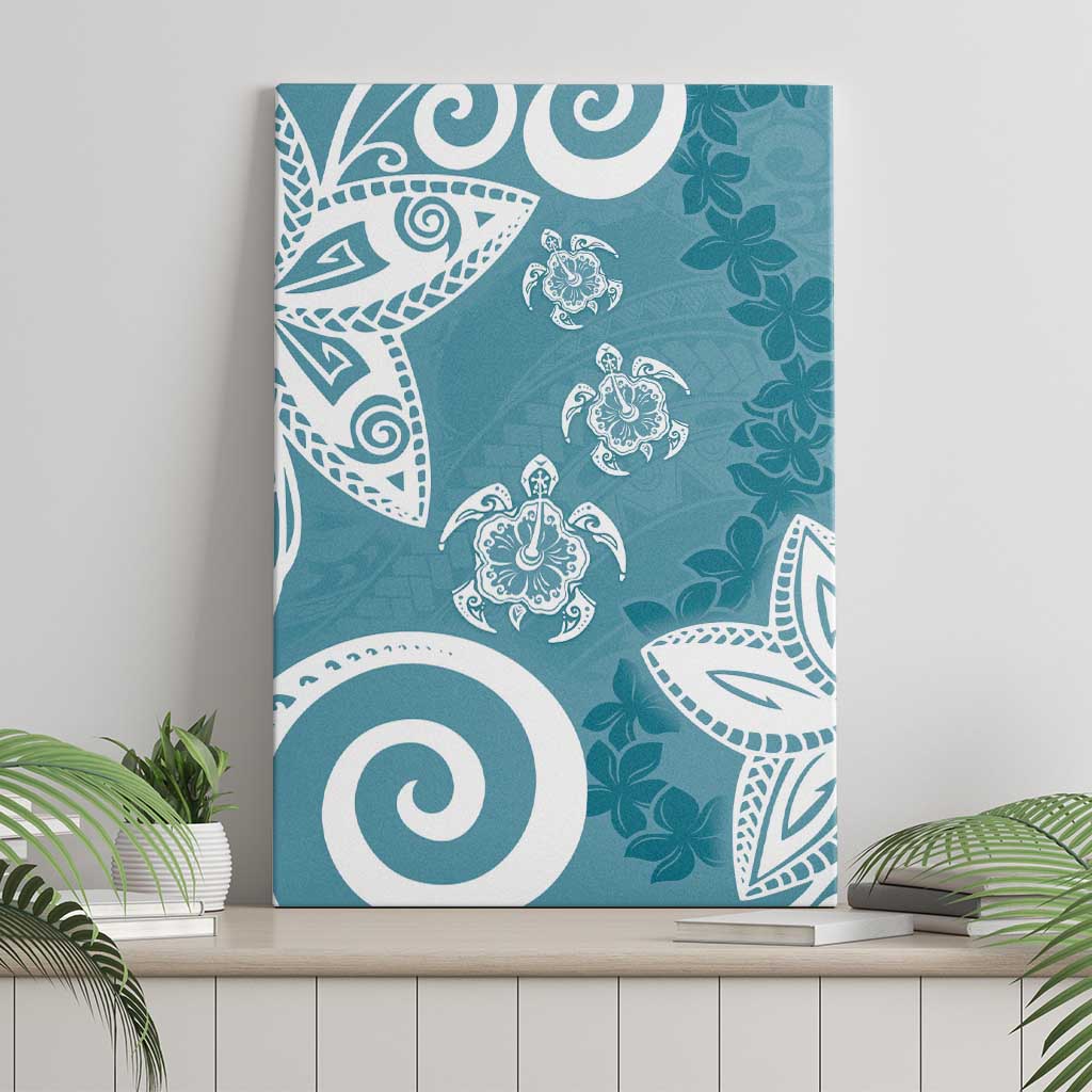 Polynesia Canvas Wall Art Hippie Blue Tribal Turtle Floral Pattern LT05 - Polynesian Pride