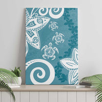 Polynesia Canvas Wall Art Hippie Blue Tribal Turtle Floral Pattern LT05 - Polynesian Pride