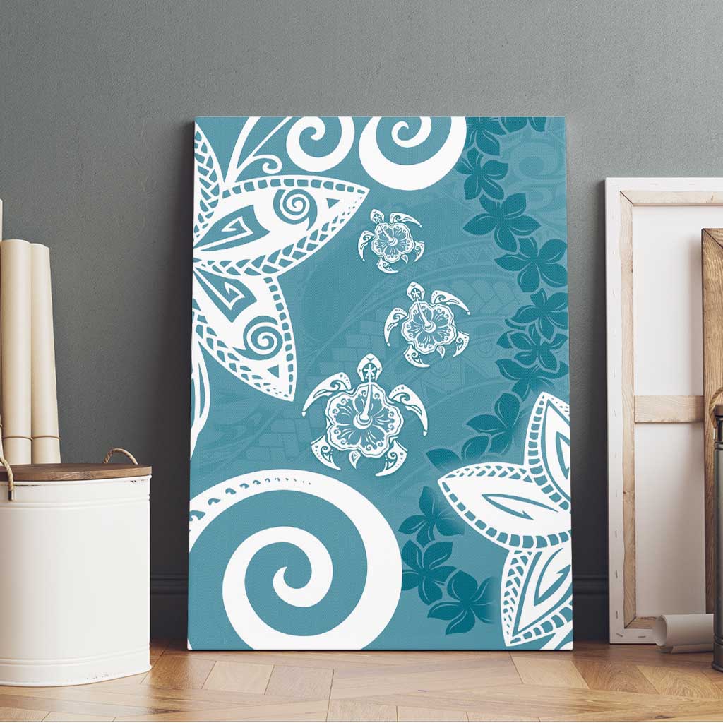 Polynesia Canvas Wall Art Hippie Blue Tribal Turtle Floral Pattern LT05 - Polynesian Pride