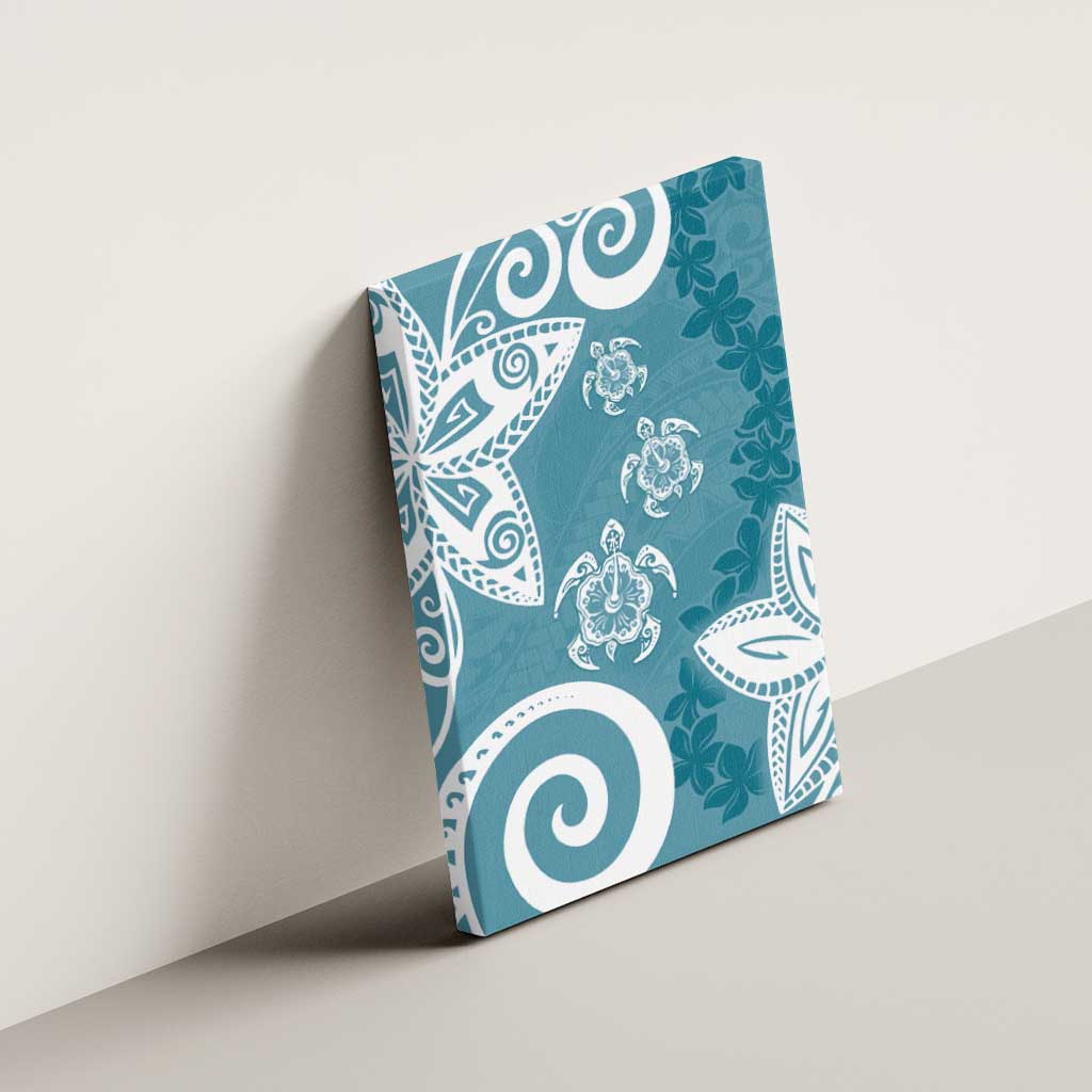 Polynesia Canvas Wall Art Hippie Blue Tribal Turtle Floral Pattern LT05 - Polynesian Pride