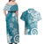 Polynesia Couples Matching Off Shoulder Maxi Dress and Hawaiian Shirt Hippie Blue Tribal Turtle Floral Pattern