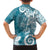 Polynesia Family Matching Long Sleeve Bodycon Dress and Hawaiian Shirt Hippie Blue Tribal Turtle Floral Pattern