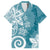 Polynesia Family Matching Long Sleeve Bodycon Dress and Hawaiian Shirt Hippie Blue Tribal Turtle Floral Pattern