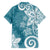 Polynesia Family Matching Long Sleeve Bodycon Dress and Hawaiian Shirt Hippie Blue Tribal Turtle Floral Pattern