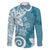 Polynesia Family Matching Long Sleeve Bodycon Dress and Hawaiian Shirt Hippie Blue Tribal Turtle Floral Pattern