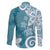 Polynesia Family Matching Long Sleeve Bodycon Dress and Hawaiian Shirt Hippie Blue Tribal Turtle Floral Pattern