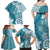 Polynesia Family Matching Off Shoulder Maxi Dress and Hawaiian Shirt Hippie Blue Tribal Turtle Floral Pattern