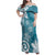 Polynesia Family Matching Off Shoulder Maxi Dress and Hawaiian Shirt Hippie Blue Tribal Turtle Floral Pattern