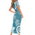 Polynesia Family Matching Short Sleeve Bodycon Dress and Hawaiian Shirt Hippie Blue Tribal Turtle Floral Pattern