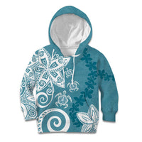Polynesia Kid Hoodie Hippie Blue Tribal Turtle Floral Pattern