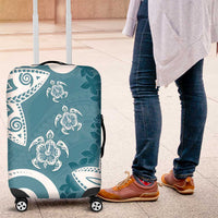 Polynesia Luggage Cover Hippie Blue Tribal Turtle Floral Pattern