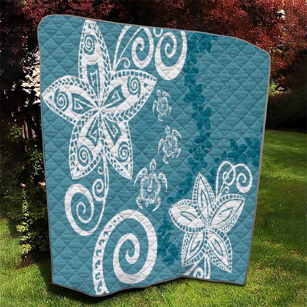Polynesia Quilt Hippie Blue Tribal Turtle Floral Pattern