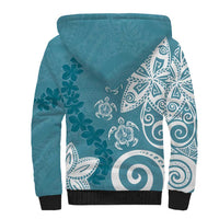 Polynesia Sherpa Hoodie Hippie Blue Tribal Turtle Floral Pattern LT05 - Polynesian Pride