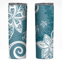 Polynesia Skinny Tumbler Hippie Blue Tribal Turtle Floral Pattern
