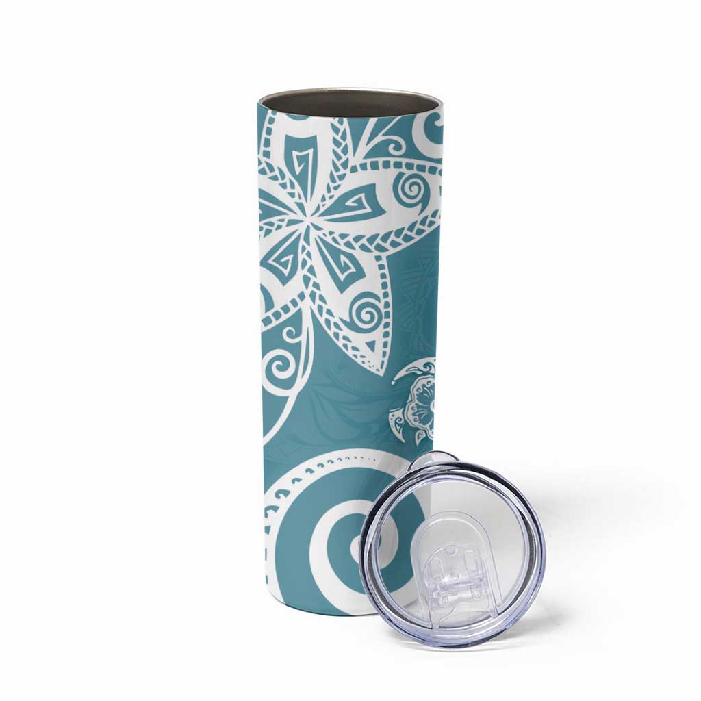 Polynesia Skinny Tumbler Hippie Blue Tribal Turtle Floral Pattern