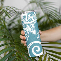 Polynesia Skinny Tumbler Hippie Blue Tribal Turtle Floral Pattern