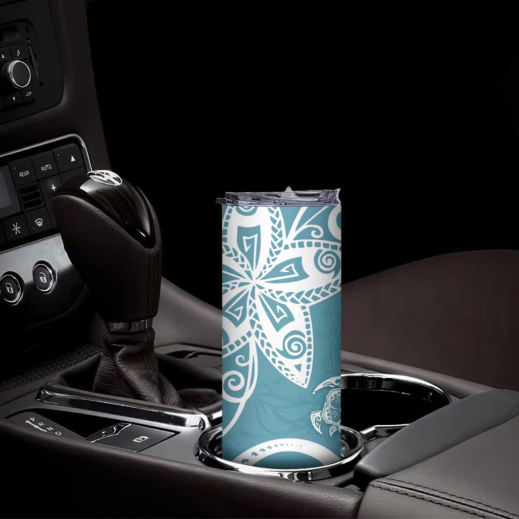 Polynesia Skinny Tumbler Hippie Blue Tribal Turtle Floral Pattern