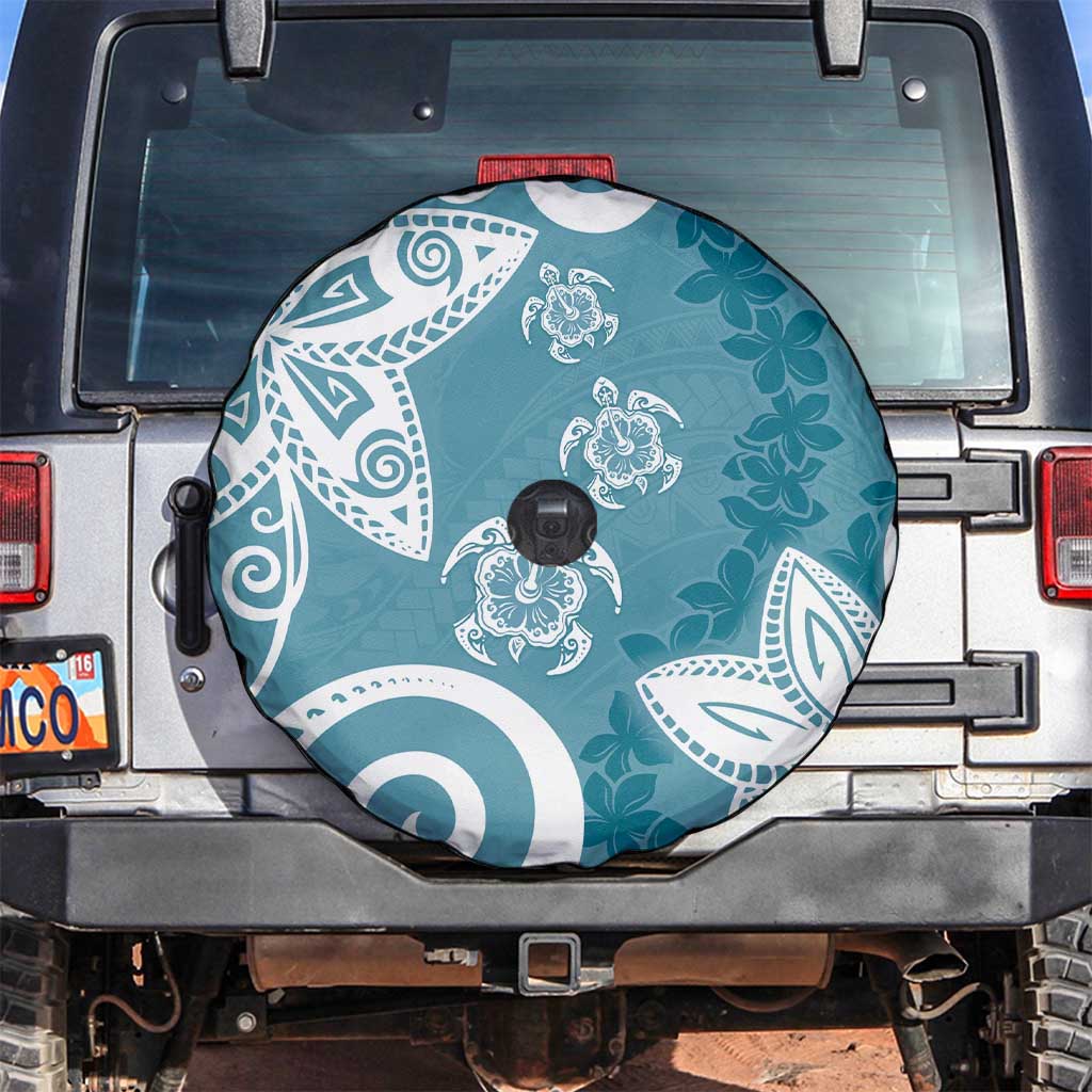 Polynesia Spare Tire Cover Hippie Blue Tribal Turtle Floral Pattern LT05 Blue - Polynesian Pride