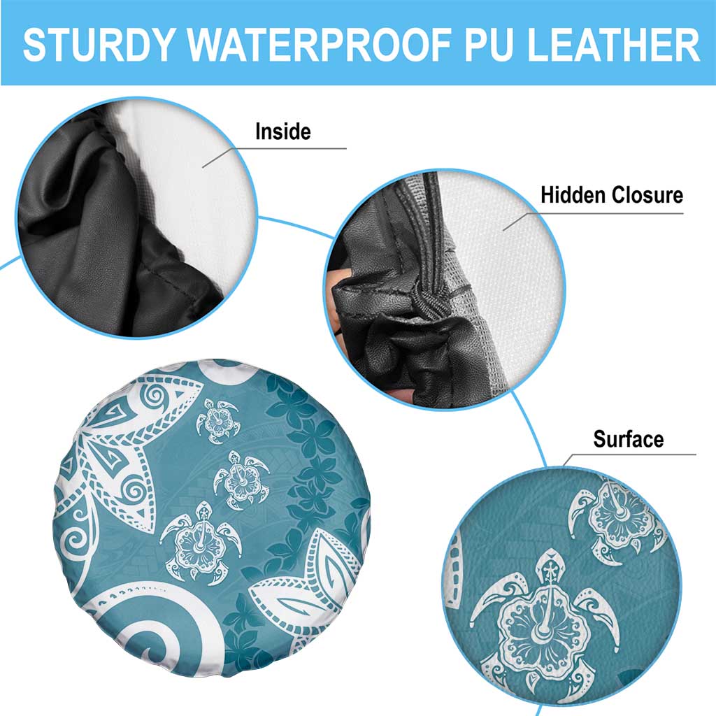 Polynesia Spare Tire Cover Hippie Blue Tribal Turtle Floral Pattern LT05 - Polynesian Pride