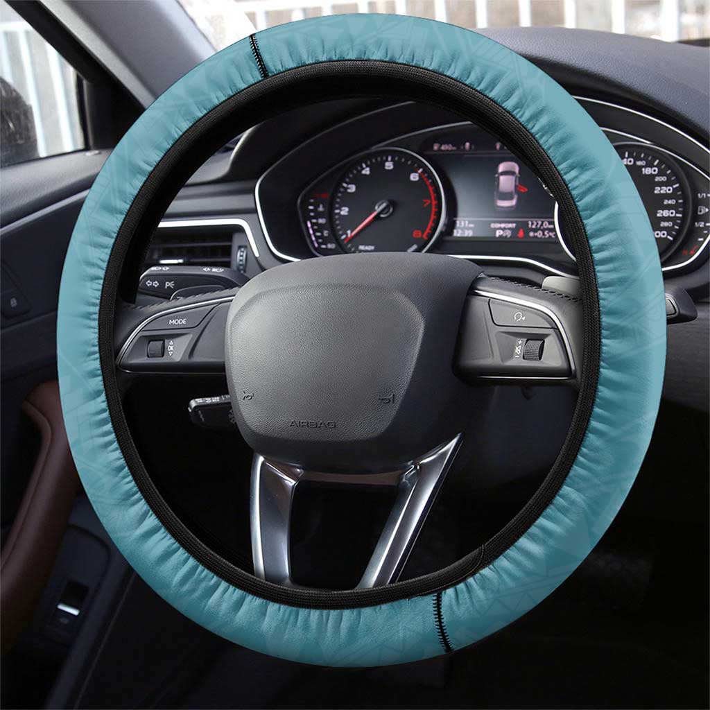 Polynesia Steering Wheel Cover Hippie Blue Tribal Turtle Floral Pattern LT05 - Polynesian Pride