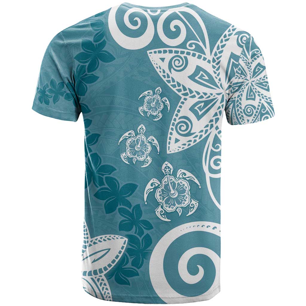 Polynesia T Shirt Hippie Blue Tribal Turtle Floral Pattern LT05 - Polynesian Pride