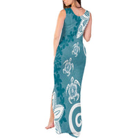 Polynesia Tank Maxi Dress Hippie Blue Tribal Turtle Floral Pattern LT05 - Polynesian Pride