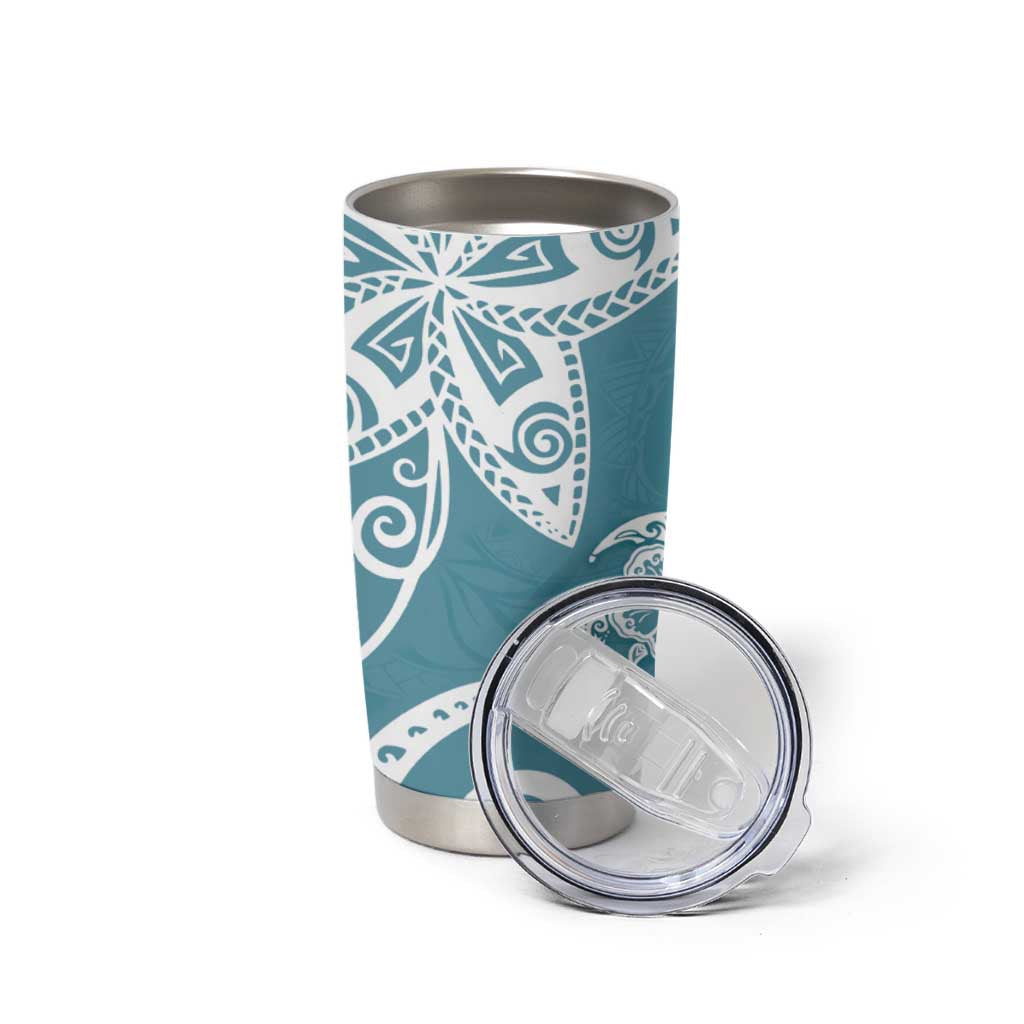Polynesia Tumbler Cup Hippie Blue Tribal Turtle Floral Pattern LT05 - Polynesian Pride