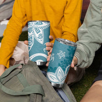 Polynesia Tumbler Cup Hippie Blue Tribal Turtle Floral Pattern LT05 - Polynesian Pride