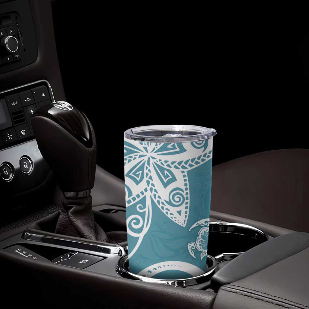 Polynesia Tumbler Cup Hippie Blue Tribal Turtle Floral Pattern LT05 - Polynesian Pride