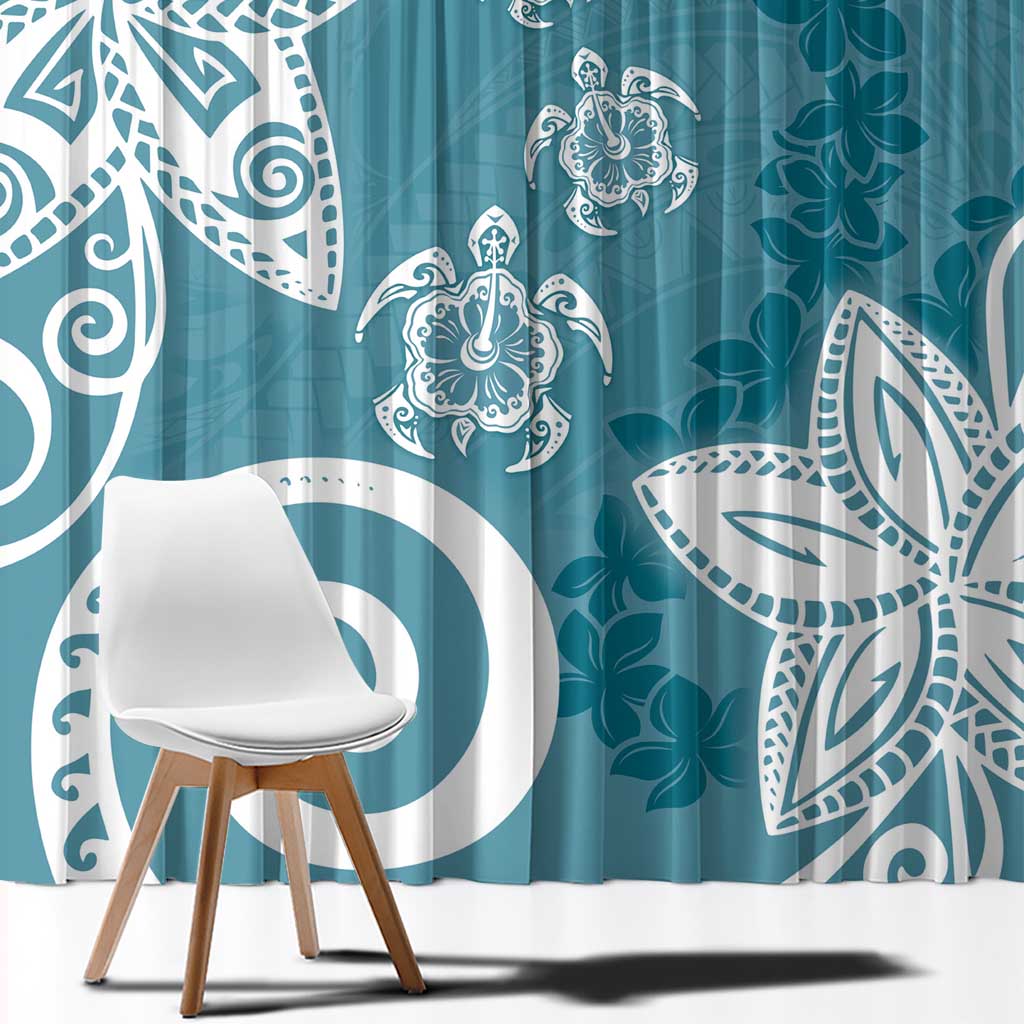 Polynesia Window Curtain Hippie Blue Tribal Turtle Floral Pattern LT05 - Polynesian Pride