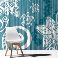 Polynesia Window Curtain Hippie Blue Tribal Turtle Floral Pattern LT05 - Polynesian Pride