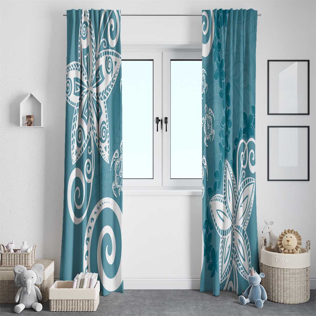 Polynesia Window Curtain Hippie Blue Tribal Turtle Floral Pattern LT05 - Polynesian Pride