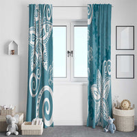 Polynesia Window Curtain Hippie Blue Tribal Turtle Floral Pattern LT05 - Polynesian Pride