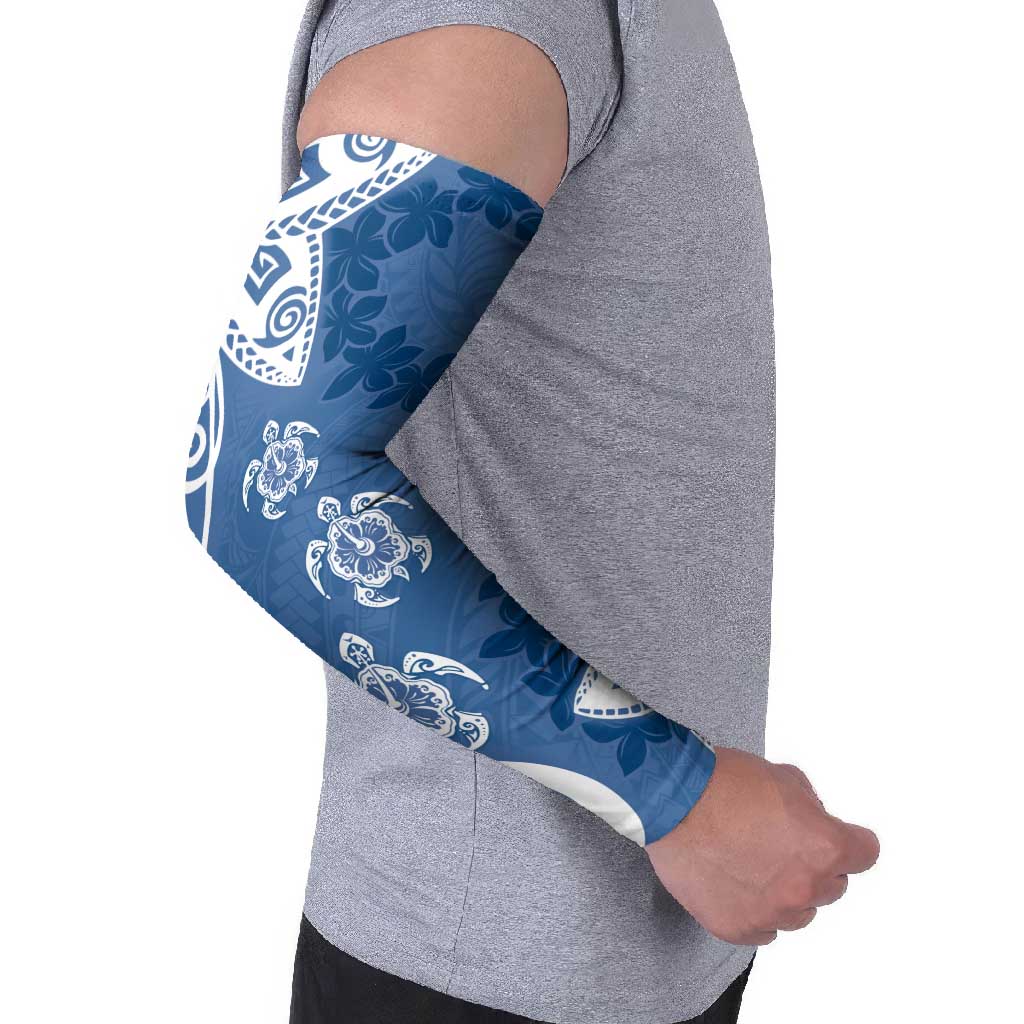 Polynesia Arm Sleeves Blue Tribal Turtle Floral Pattern - Polynesian Pride